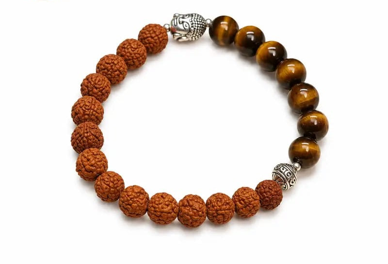 Rudraksha & Tiger Eye Bracelet – Spiritual Bead Bracelet